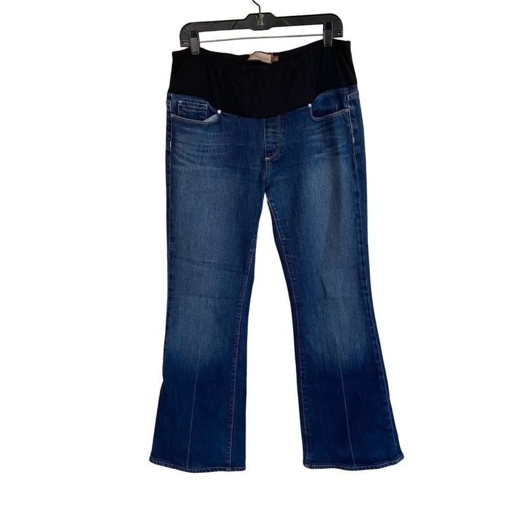 Paige Maternity Jeans Laurel Canyon Low Rise Boot Cut Blue Dark Wash 37 X 29